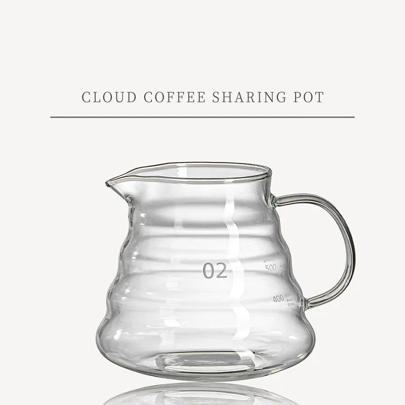 Elegant Borosilicate Glass Pour Over Coffee Carafe 500/600ml