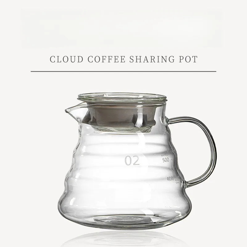 Elegant Borosilicate Glass Pour Over Coffee Carafe 500/600ml