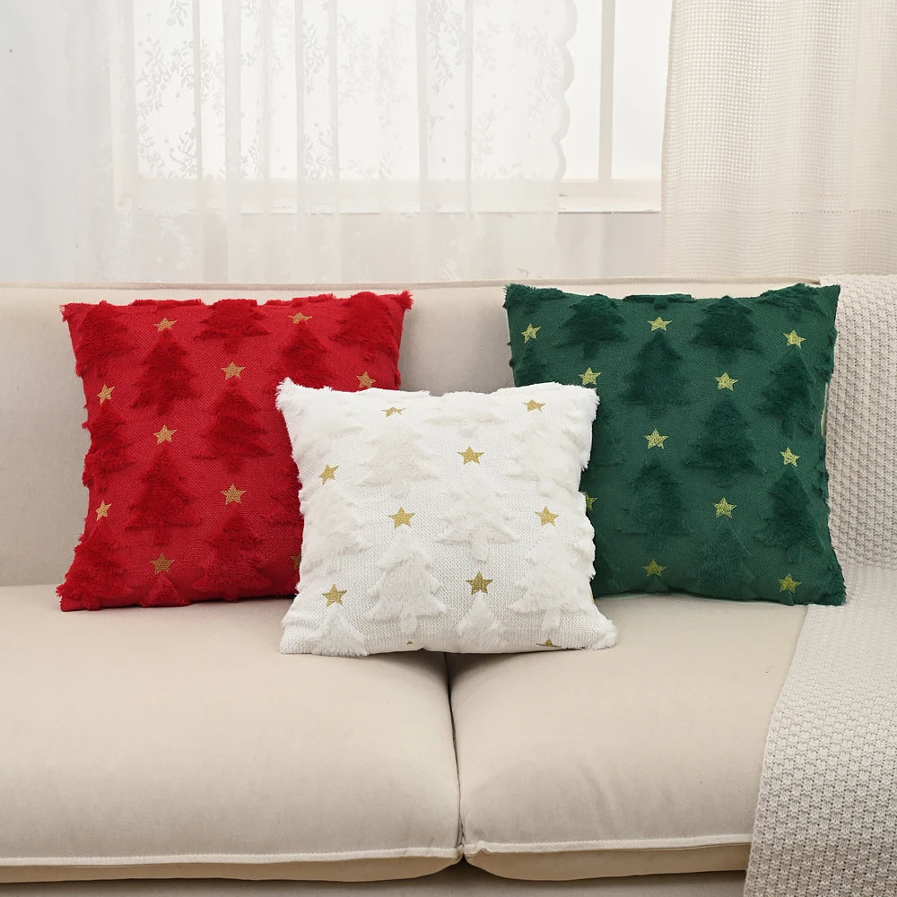 Cozy Noel Cushion Cover – Embroidered Christmas Star