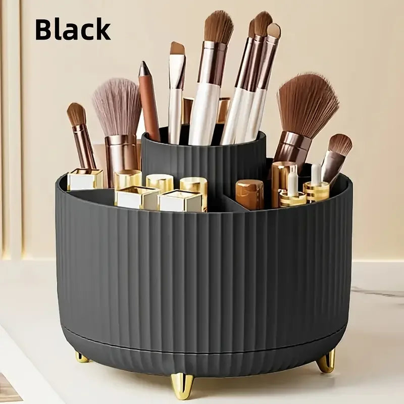 360° Rotating 5-Slot Makeup Brush Holder & Desk Organizer