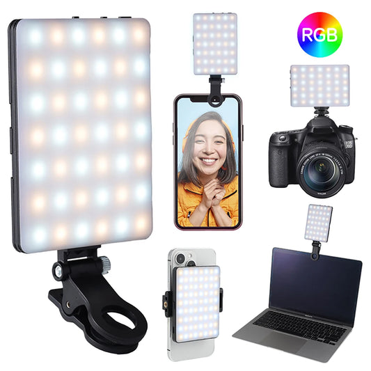 Mini RGB LED Fill Light Clip – Compact Lighting for Vlogs, Selfies & Videos