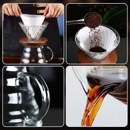 Elegant Borosilicate Glass Pour Over Coffee Carafe 500/600ml