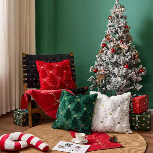 Cozy Noel Cushion Cover – Embroidered Christmas Star