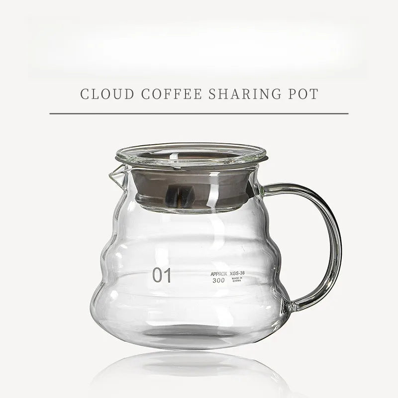 Elegant Borosilicate Glass Pour Over Coffee Carafe 500/600ml