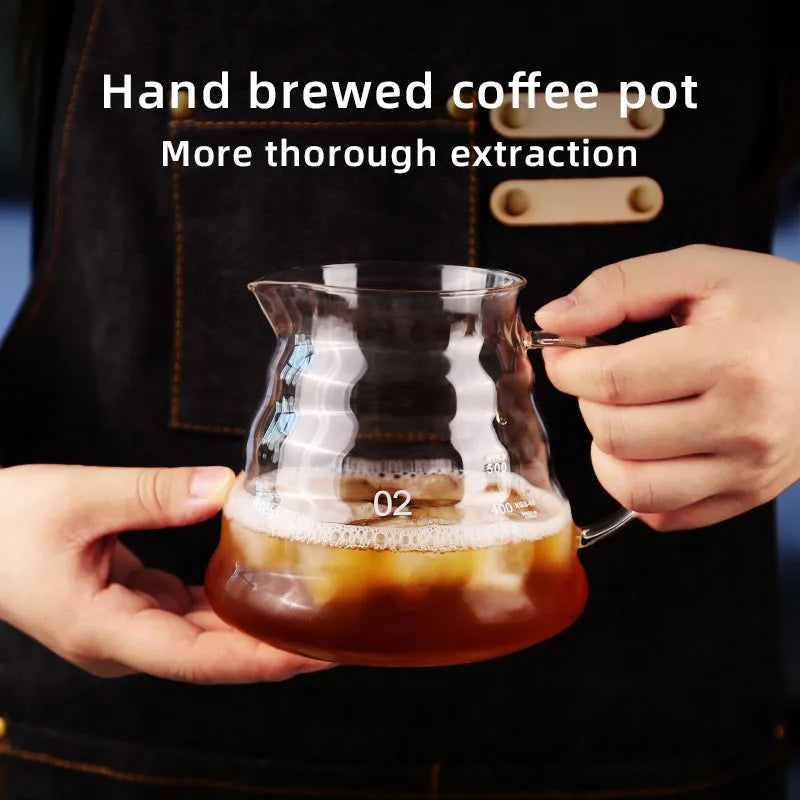 Elegant Borosilicate Glass Pour Over Coffee Carafe 500/600ml