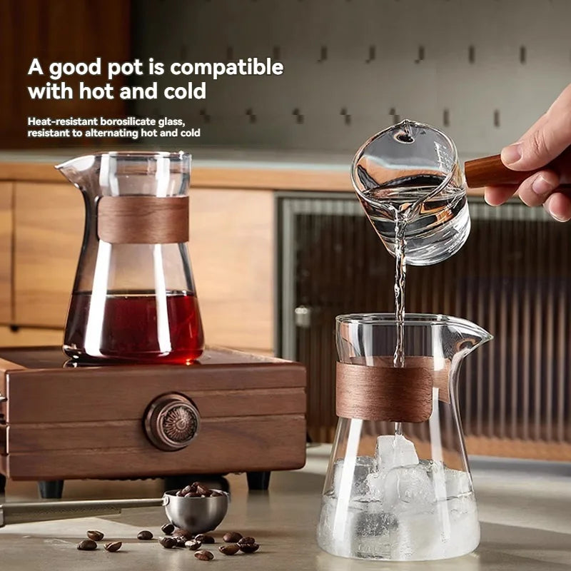Elegant Borosilicate Glass Pour Over Coffee Carafe 500/600ml