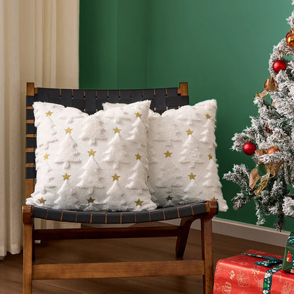 Cozy Noel Cushion Cover – Embroidered Christmas Star