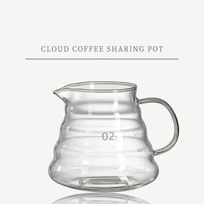 Elegant Borosilicate Glass Pour Over Coffee Carafe 500/600ml